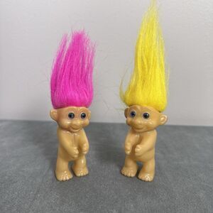 Vintage Trolls Lot Made in Korea Pink Hair Yellow Hair Hugging Blue Eyes Rubber